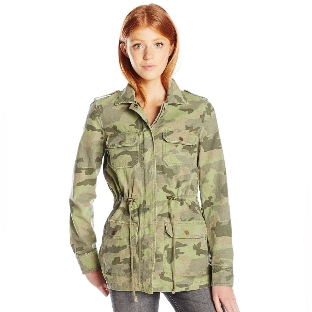 Billabong women’s Medium Green Camo Utility Jacket Military‎ Camouflage Cotton M